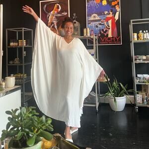 New Secteur 6 Maxi Kaftan Dress Bat Sleeves Deadstock Viscose MSRP $195 Fairy